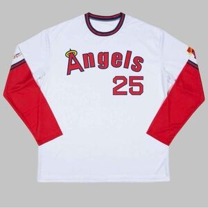 NWT LA ANGELS THROWBACK Long Sleeve XL SHIRT Jersey Red White July 25 Giveaway